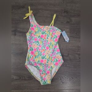 Cat & Jack Floral Swimsuit Size L 10/12 NWT